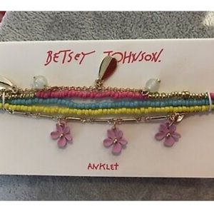 Betsey Johnson anklet set of 3 new on card